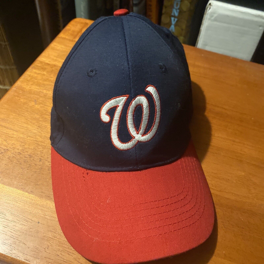 Washington Nationals Mens Hat Cap Blue Flex Stretch Exxon Mobile Team Offical